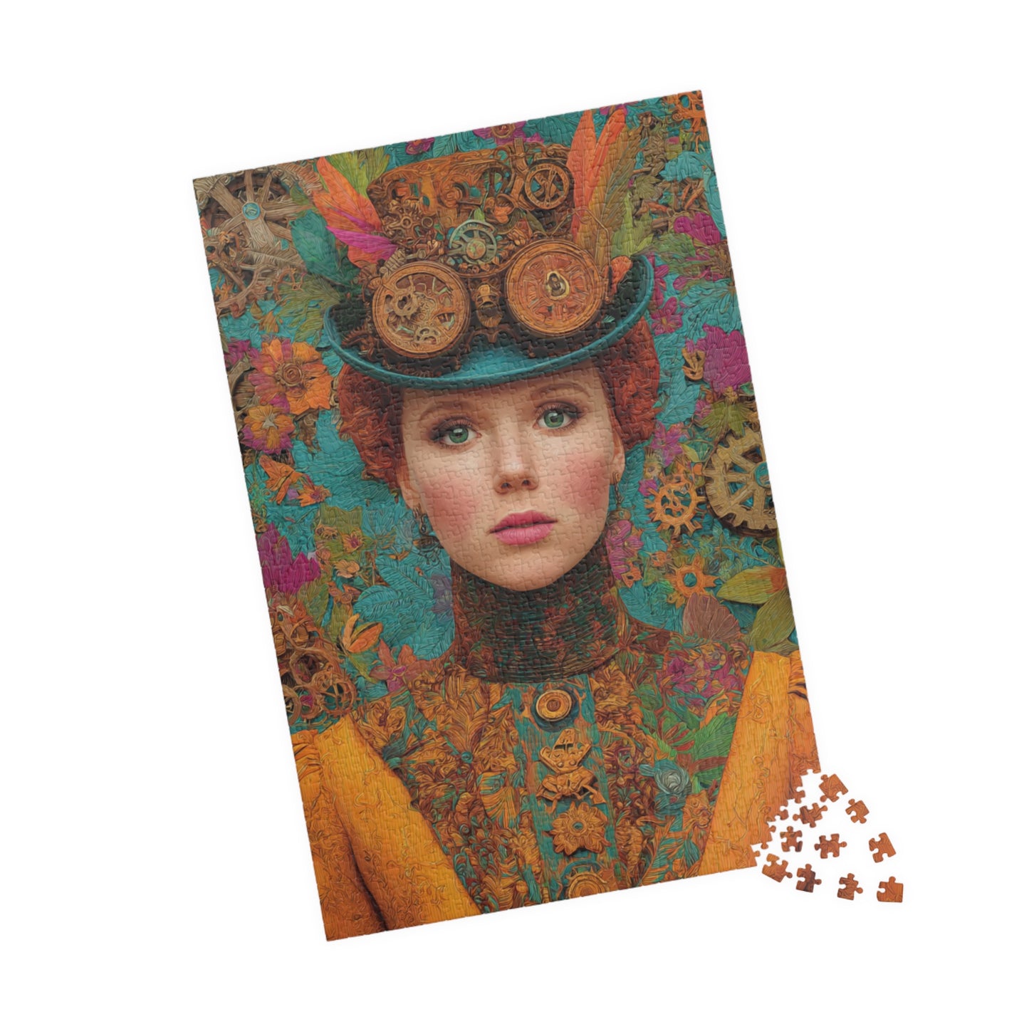 Detailed Steampunk Woman Jigsaw Puzzle – Fantasy Floral Art with Intricate Victorian Hat 1014 pcs (Vertical) Puzzle The Puzzle Chest