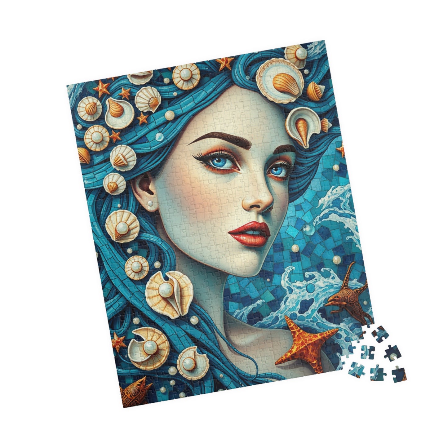 Mosaic Portrait Oceanic Goddess Puzzle, 110-1014 Piece Nautical Jigsaw Game, Unique Gifts, Mermaid Lovers, Relaxing Activity, Creative Fun Puzzle The Puzzle Chest
