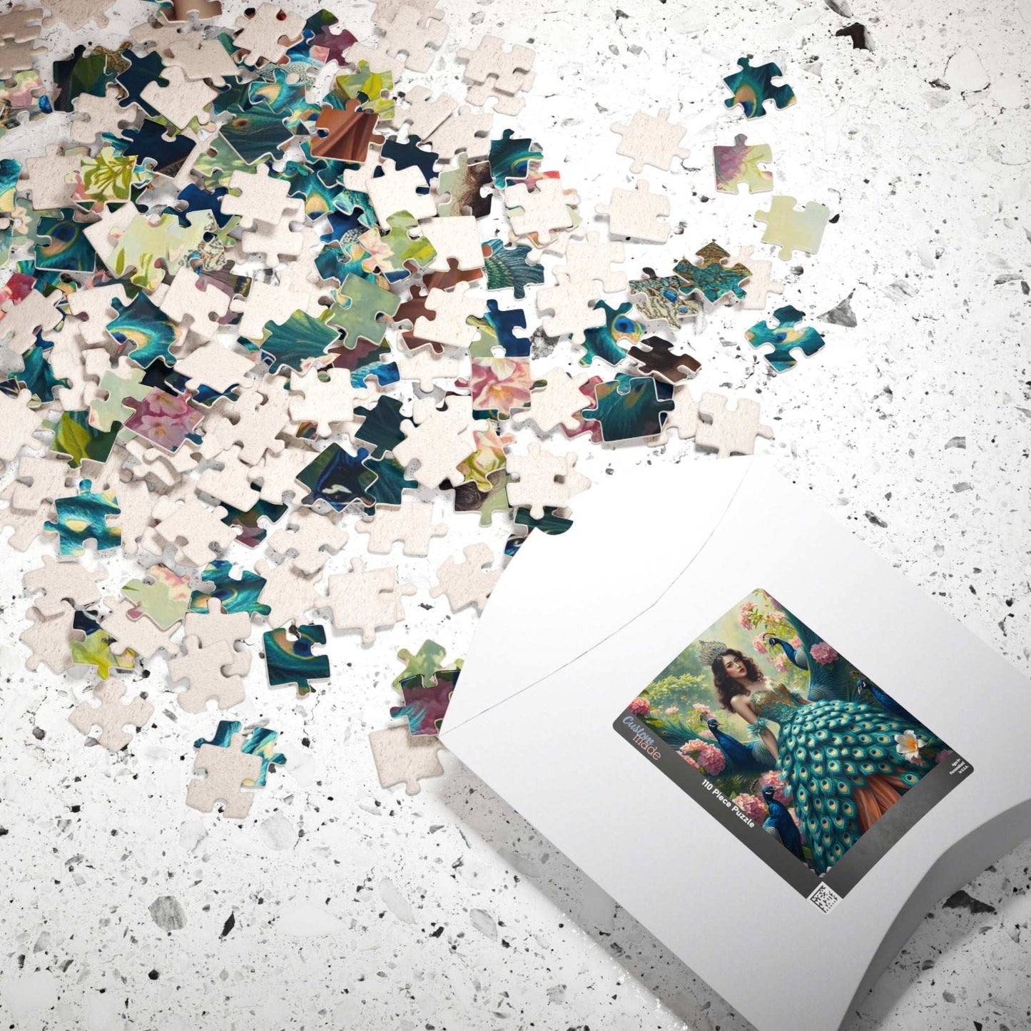 Lady of the Peacock Garden - Regal Feather Fantasy Jigsaw Puzzle
