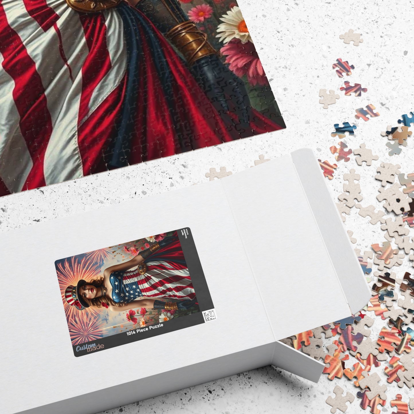 Patriotic Puzzle Art for Independence Day - Woman Portrait, American Theme Jigsaw Game, 110 252 520 1014-piece Puzzles, Family Fun Activity