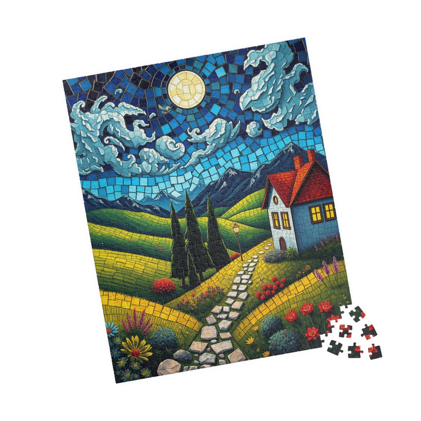 Mosaic Puzzle, Charming Landscape Whimsical Mosaic Tile, Adult Jigsaw Game Toy, Family Fun, Stress Relief Activity, Home Decor, Brain Teaser Puzzle The Puzzle Chest