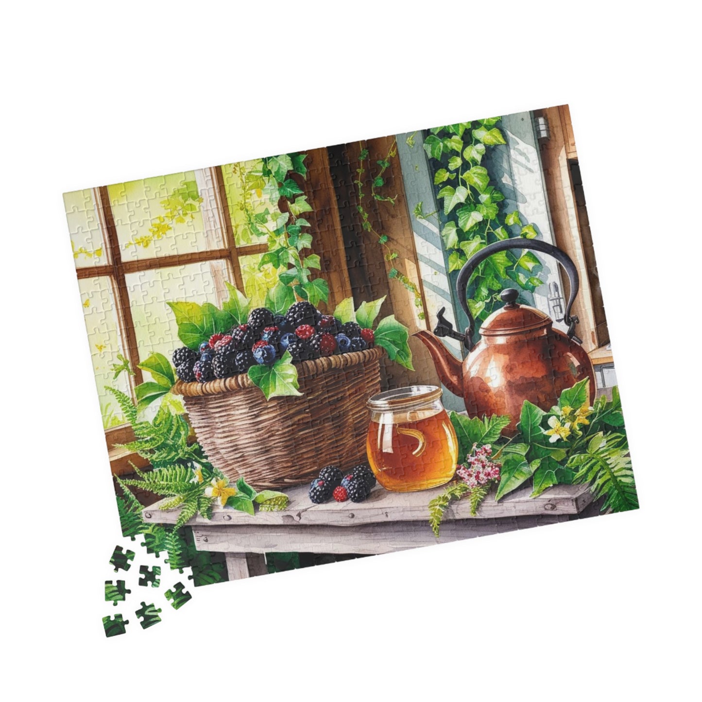 Foodie Jigsaw Puzzle, Quaint Kitchen Wild Berries and Honey 110-1014 Piece, Cabin Fever Activity, Brain Teaser, Unique Gift for Nature Lover Puzzle The Puzzle Chest
