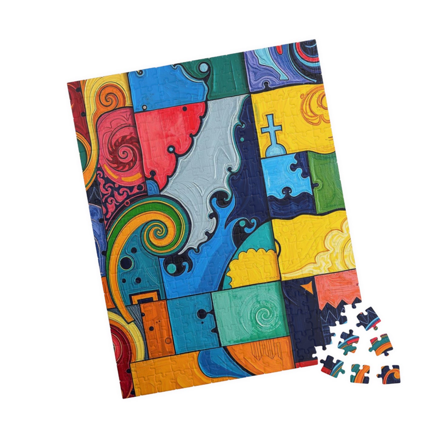 Colorful Abstract Puzzle for Family Fun - Modern Art Geometric Shapes Puzzle The Puzzle Chest
