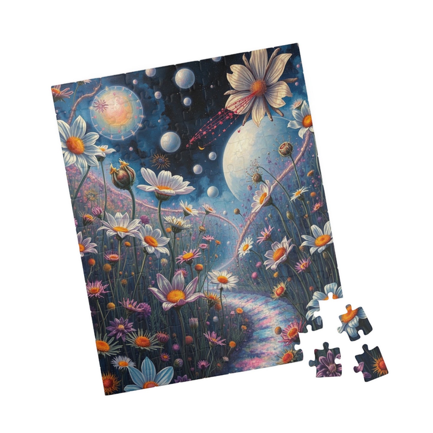 Wildflower Fantasy Puzzle, Surreal Floral Landscape Jigsaw Game for Adult, Mindfulness Activity Home Entertainment Puzzler Brain Teaser Gift Puzzle The Puzzle Chest
