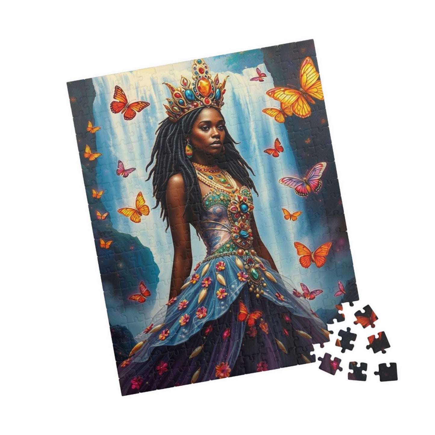 Spirit of the Waterfall Princess Puzzle - Dreamy African Princess Fantasy Jigsaw with Rainbow Mist 252 pcs (Vertical) Puzzle The Puzzle Chest
