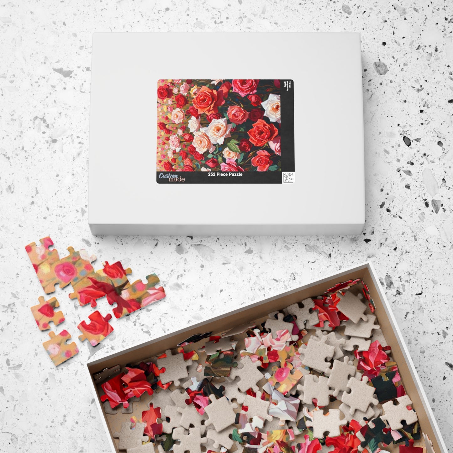 Rose Field Jigsaw Puzzle, Colorful Pink and Red Flowers, Creative Hobby, Quiet Home Entertainment, Floral Design Gift for Puzzle Lover Puzzle The Puzzle Chest
