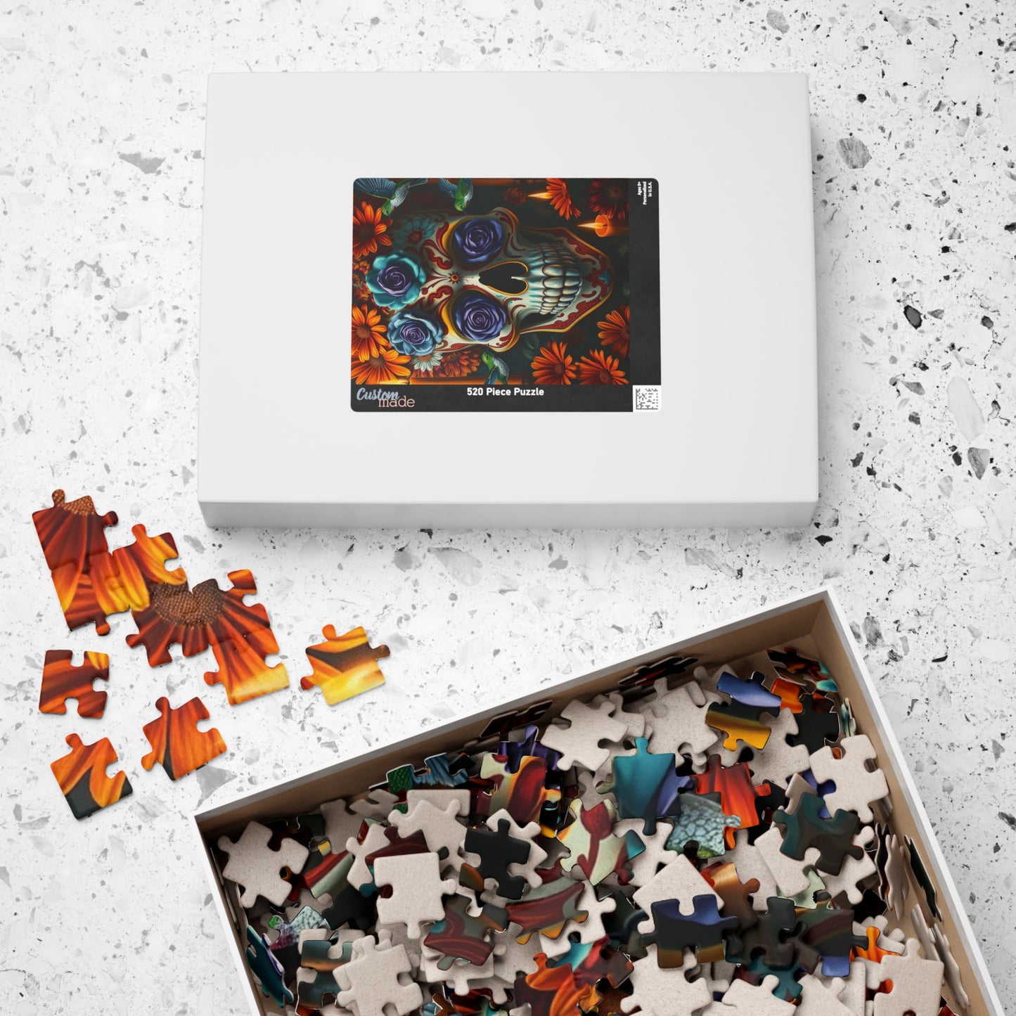 Colorful Skull Puzzle | Day of the Dead Jigsaw Game for Adults, Gift for Puzzle and Gothic Art Lovers, Mental Exercise, Fun Solo Activity Puzzle The Puzzle Chest