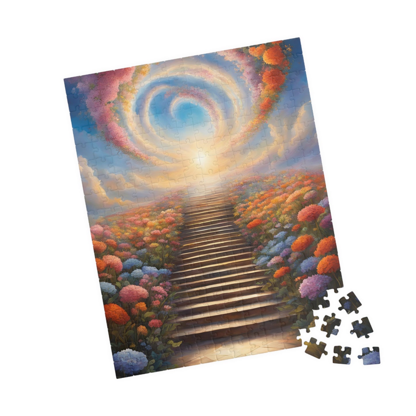 Heavenly Staircase Puzzle, Floral Flower Design, Religious Christian Faith Theme, 110 252 520 1014-Piece Jigsaw, Hobby, Meditation, Family Puzzle The Puzzle Chest