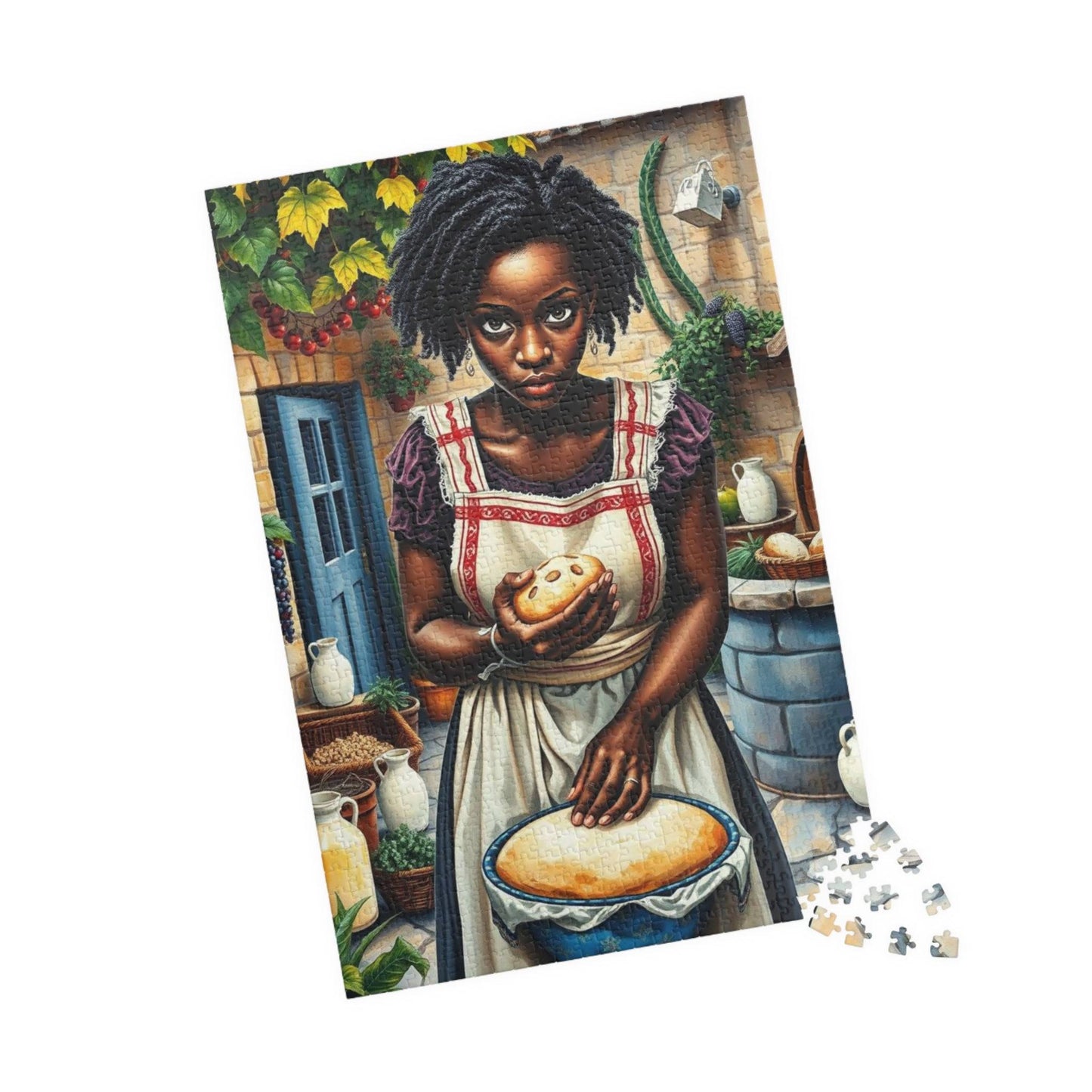 Country Kitchen Jigsaw Puzzle – Black Woman Baking Bread, Afrocentric Gift for Indoor Activity, Family Fun, Holiday or Birthday 1014 pcs (Vertical) Puzzle The Puzzle Chest