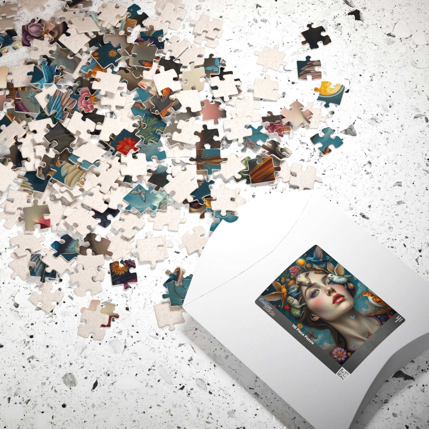 Surreal Self Portrait Jigsaw Puzzle, 110/252/520/1014 Piece, Frida Kahlo Inspired, Dreamlike Animals & Nature, Gift for Art Lovers, Mindful Puzzle The Puzzle Chest