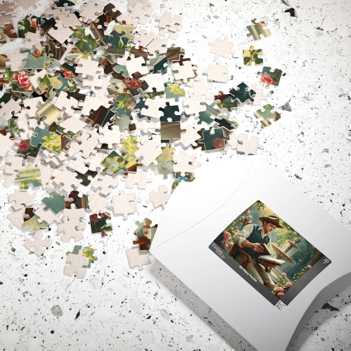 Victorian Garden Sketch Jigsaw Puzzle - 19th-Century Young Male Artist in a Blooming Rose Garden Puzzle The Puzzle Chest