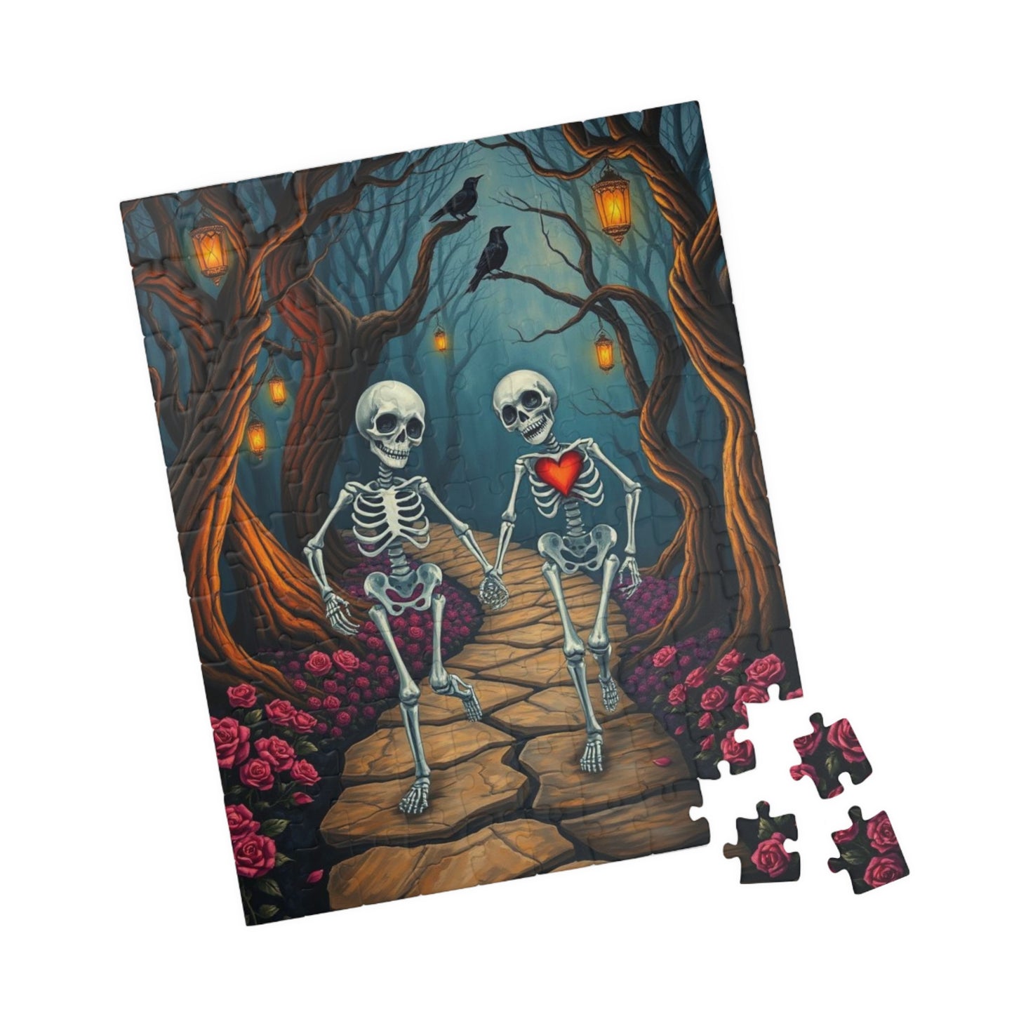 Spooky Romance Skeleton Puzzle for Adults, Perfect for Halloween Couples Night Family Fun Unique Gothic Gift for Puzzle Enthusiast