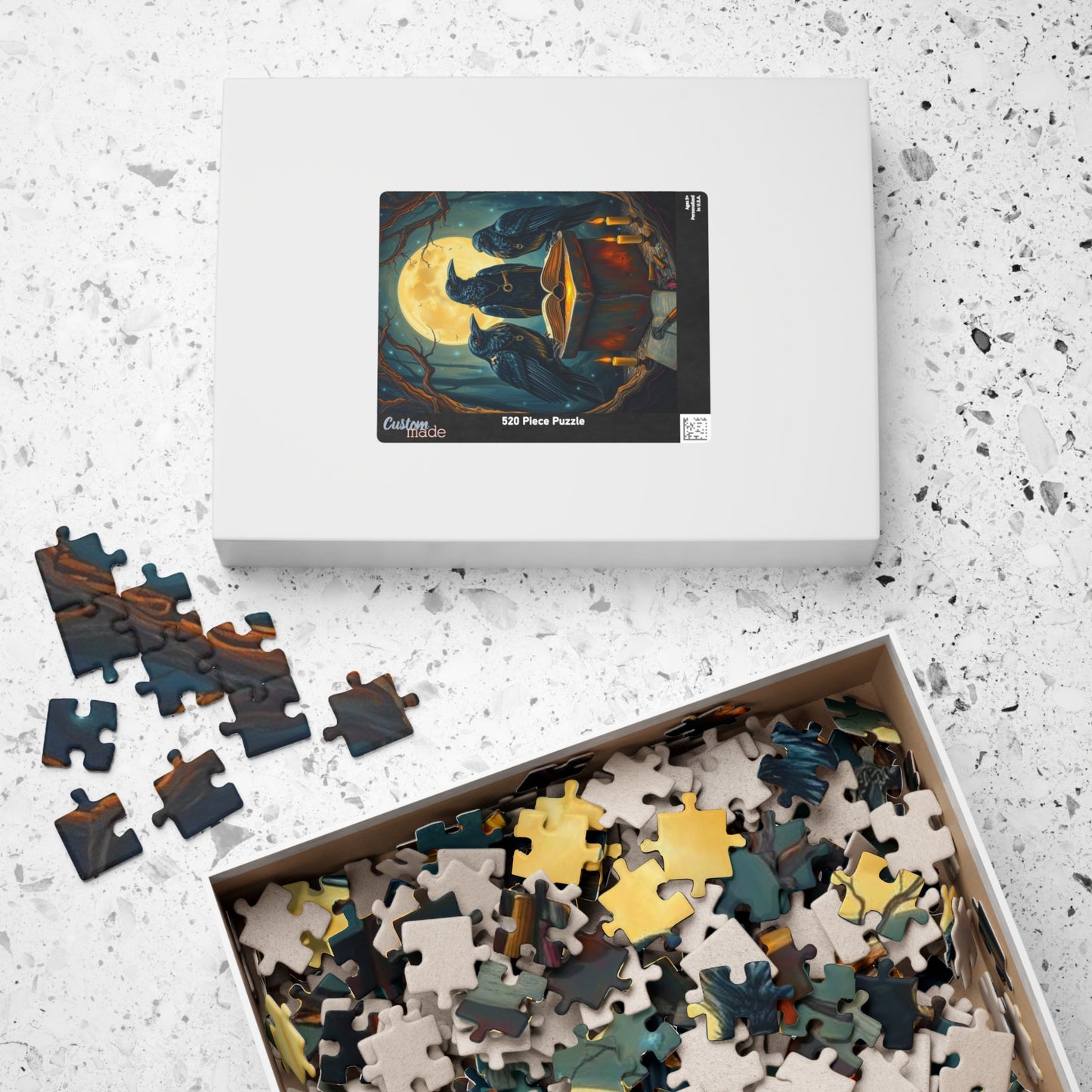 Ravens Court Jigsaw Puzzle for Adult Gothic Art Puzzle Lover, Mystical Dark Fantasy Game, Halloween Gift for Friend, Mindful Brain Teaser