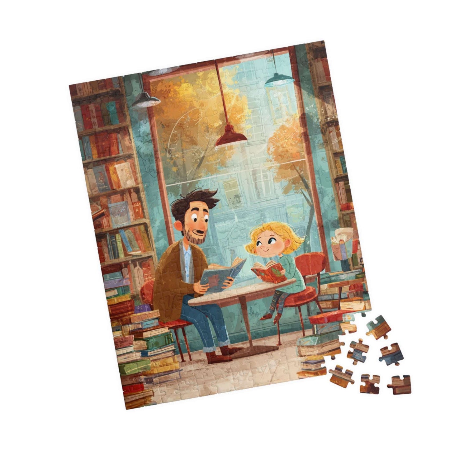 Whispers Between the Shelves - Watercolor Cozy Bookstore Jigsaw Puzzle, Storybook Cartoon Illustration 252 pcs (Vertical) Puzzle The Puzzle Chest