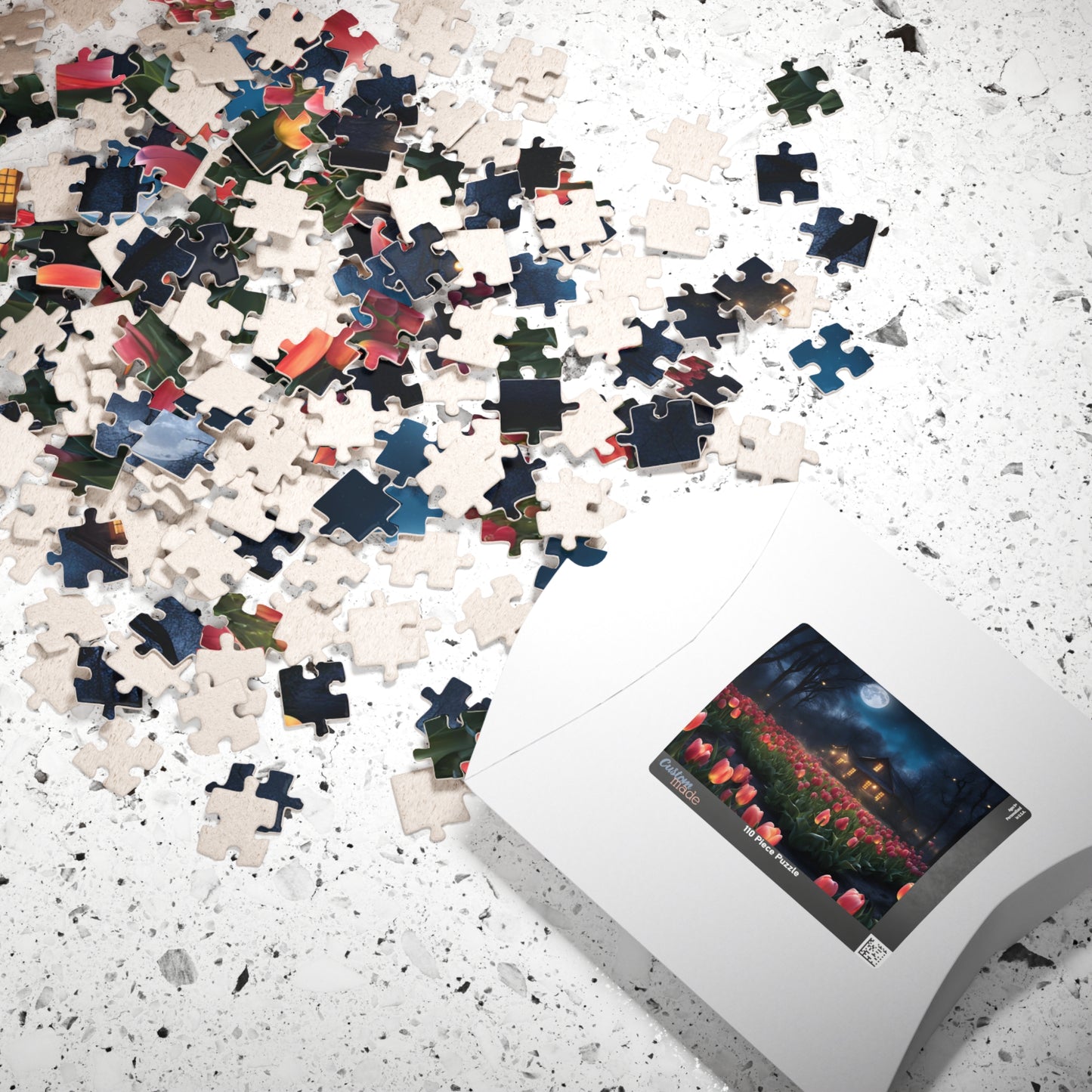 Moonlit Tulip Field Puzzle - Cozy Nighttime Landscape Puzzle, Nostalgic Vibe, Perfect Gift for Puzzle Lover, Fun Family Activity, Relaxation Puzzle The Puzzle Chest