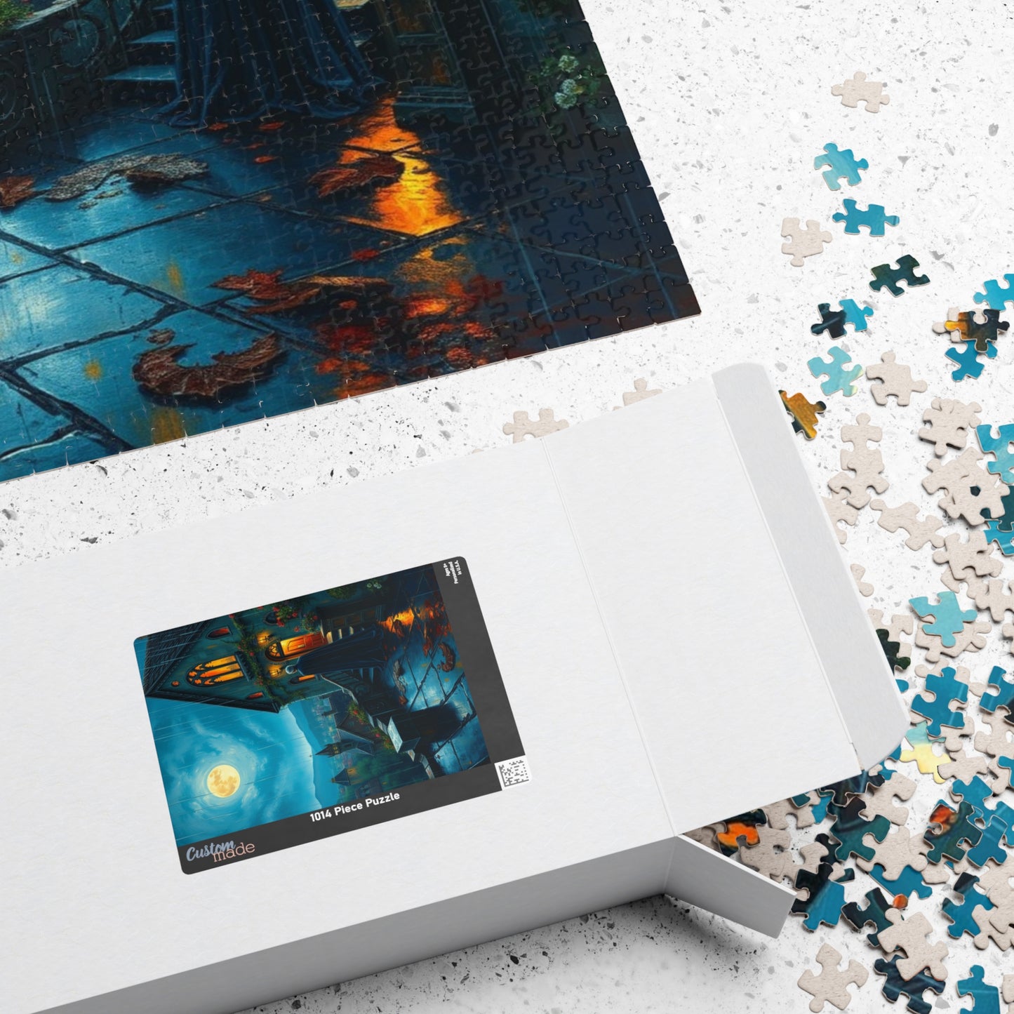 Gothic Vampire Puzzle, Rainy Night Manor Overlooking a Moonlit Village, Dark Fantasy Jigsaw Game, Gift for Lovers of Supernatural Lore Puzzle The Puzzle Chest