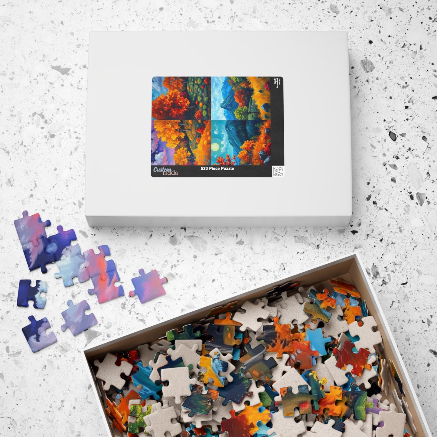 Fall Landscape Jigsaw Puzzle - 4-Quadrant Collage, 110 252 520 1014 Pieces, Autumn Scenery Game, Creative Activity, Family Fun, Gift Puzzle The Puzzle Chest