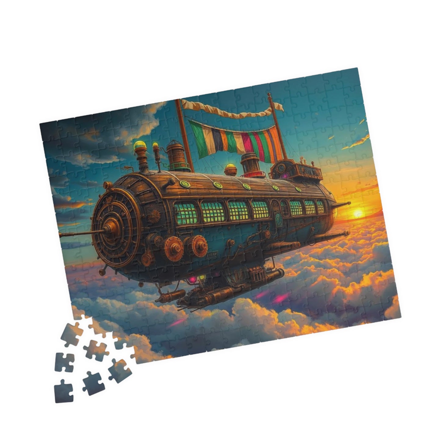 Steampunk Airship Puzzle | Fantasy Jigsaw for Adults and Kids, Home Entertainment, Best Gift for Friends, Family Puzzle Night Brain Teaser Puzzle The Puzzle Chest