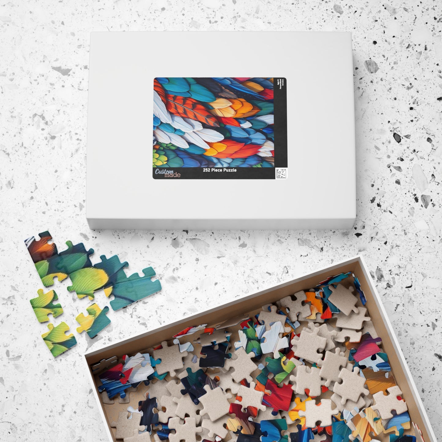 Chaotic Feather Jigsaw Puzzle - Collage Design, Vibrant Nature Art, Holiday Birthday Gift for Bird Lovers, Family Game Nights or Solo Fun Puzzle The Puzzle Chest