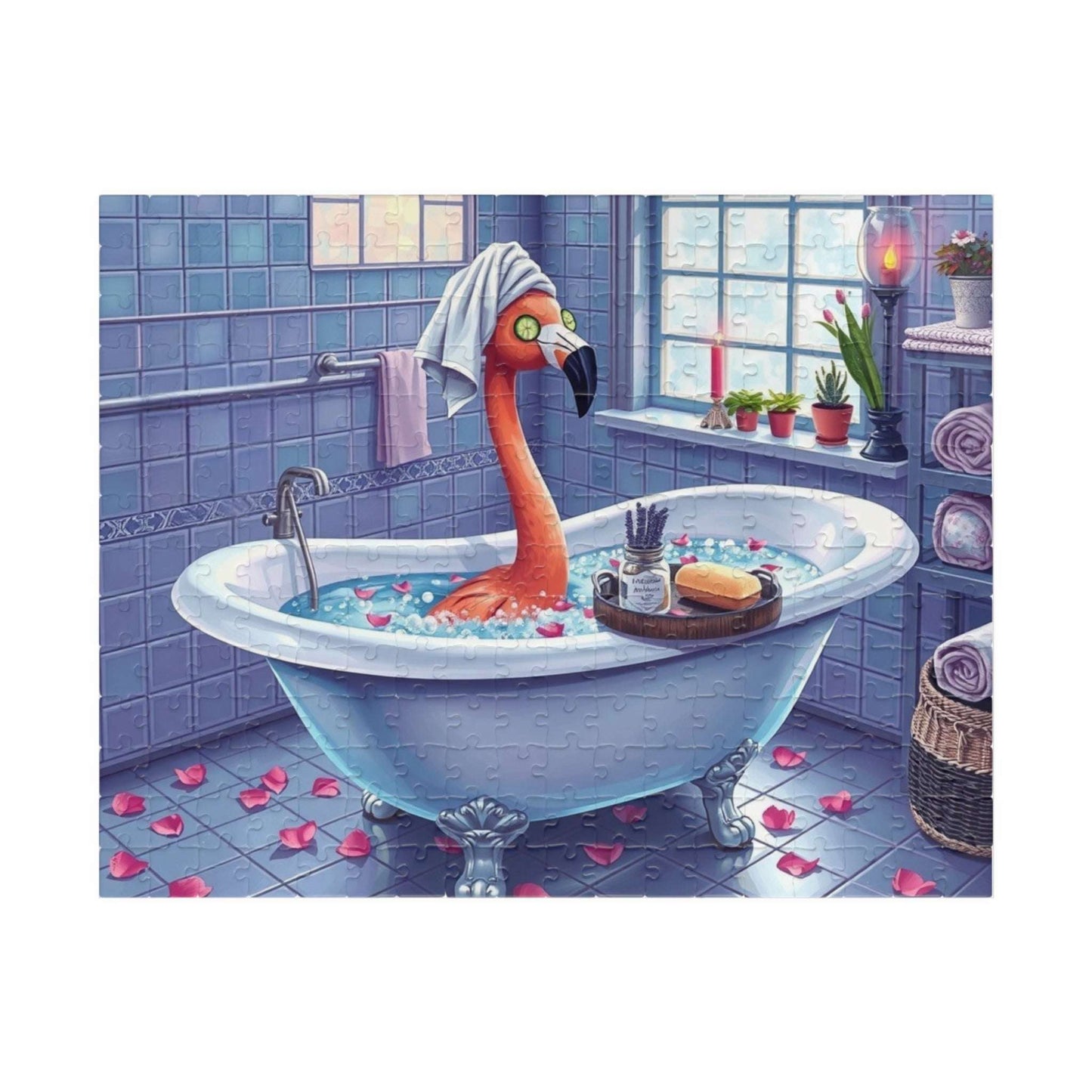 Flamingo in Bubble Bath - Fun and Whimsical Spa Puzzle, Unique Gift for Friends, Perfect for Family Fun, Birthday, or Spa Day Gathering