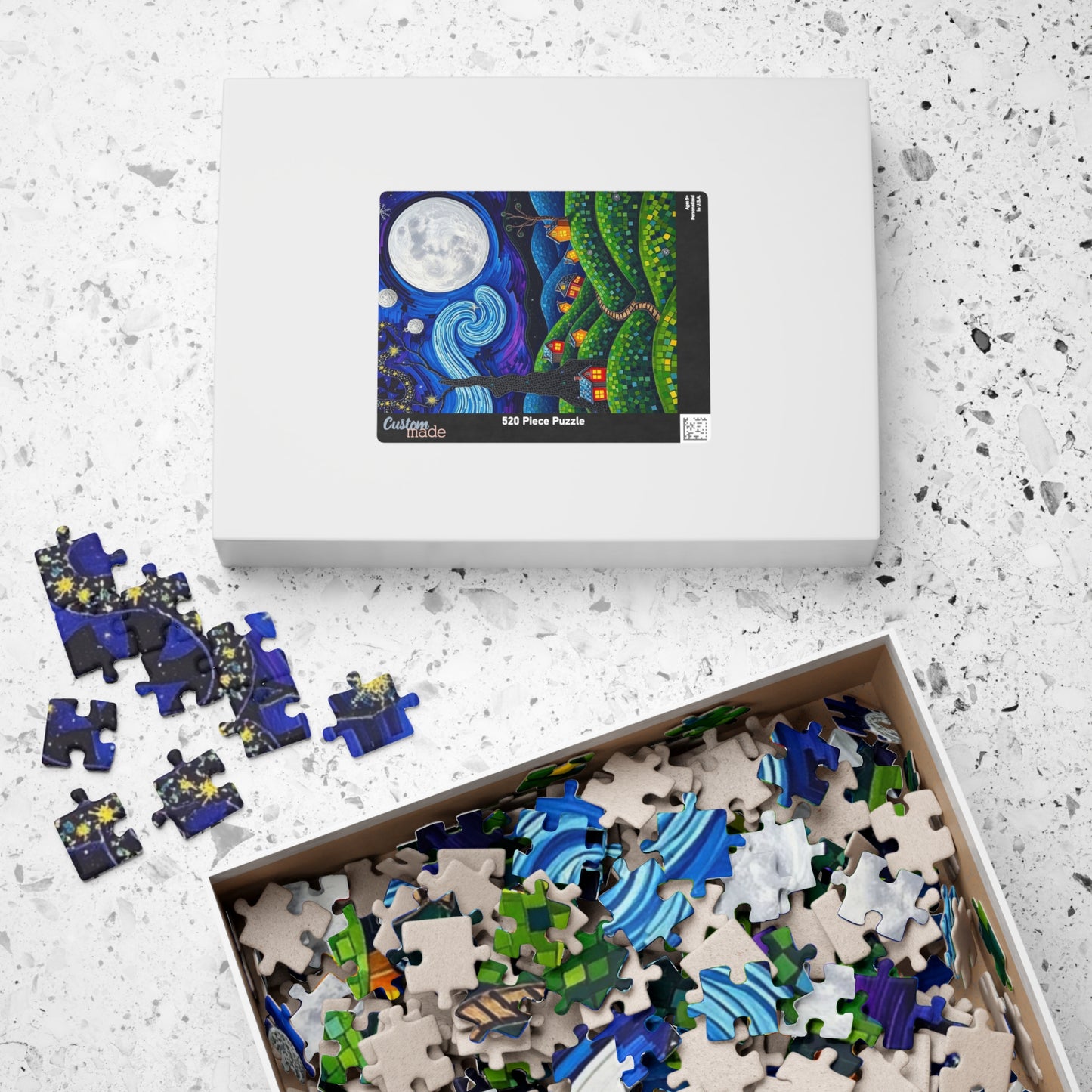 Mosaic Moonlit Village Jigsaw Puzzle Puzzle The Puzzle Chest