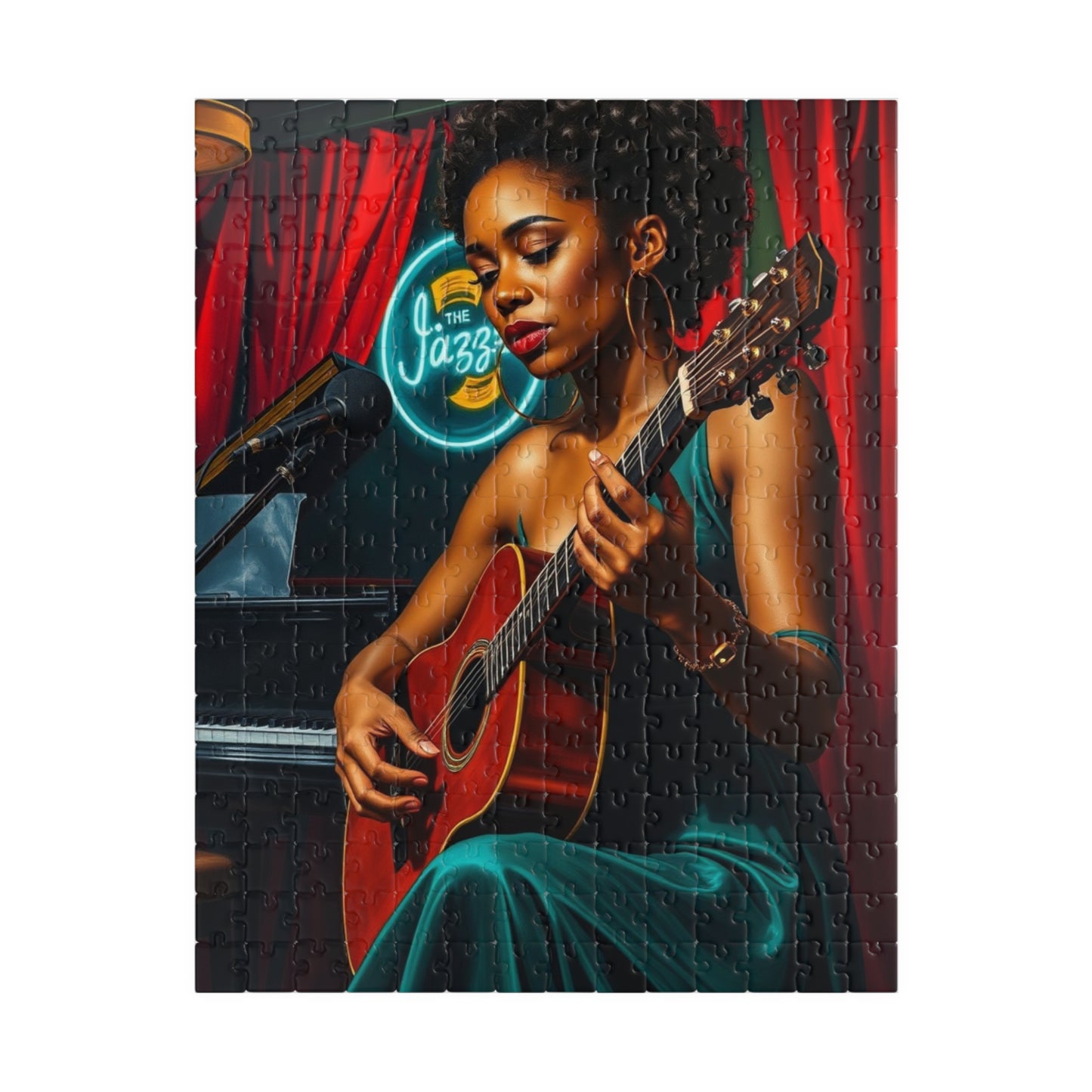 Black Jazz Singer Puzzle, 110-1014 Piece African American Woman Club Scene | Afrocentric Music Lover Gift, Family Game Night 252 pcs (Vertical) Puzzle The Puzzle Chest
