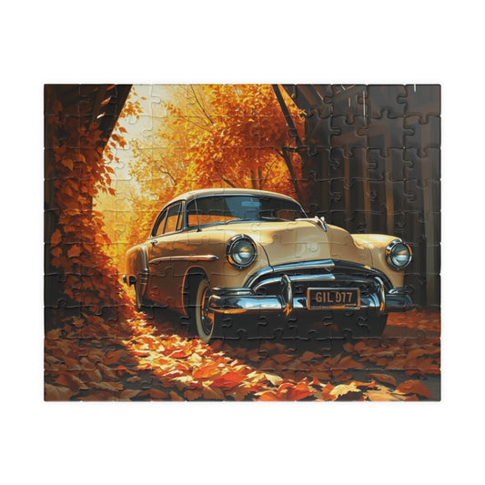 Vintage Car Autumn Puzzle - Classic 1953 Manhattan, Retro Auto Jigsaw Game 110 pcs (Horizontal) Puzzle The Puzzle Chest