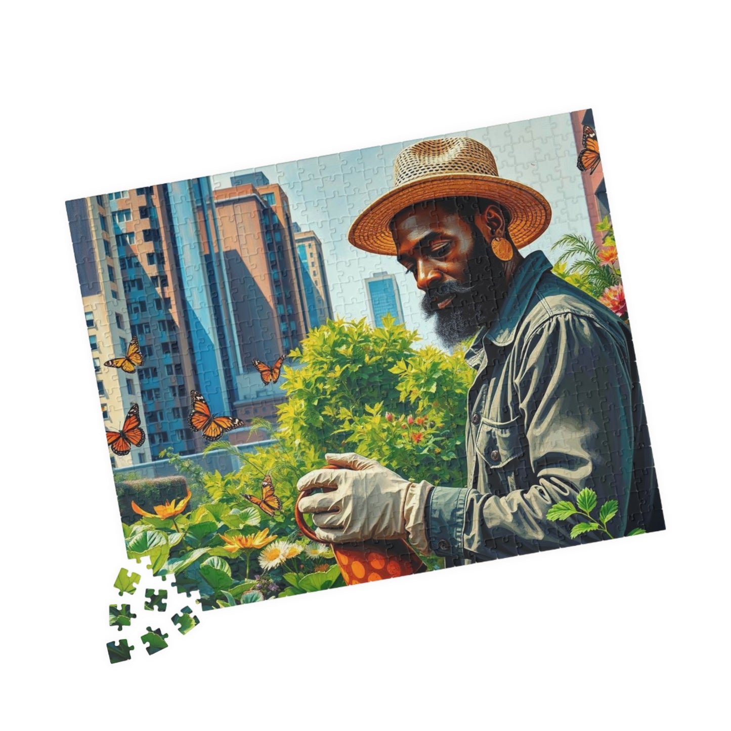 Black Man Gardening Jigsaw Puzzle, African American Art, Nature Scene, Afrocentric Gift for Friend, Creative Activity, Home Entertainment Puzzle The Puzzle Chest
