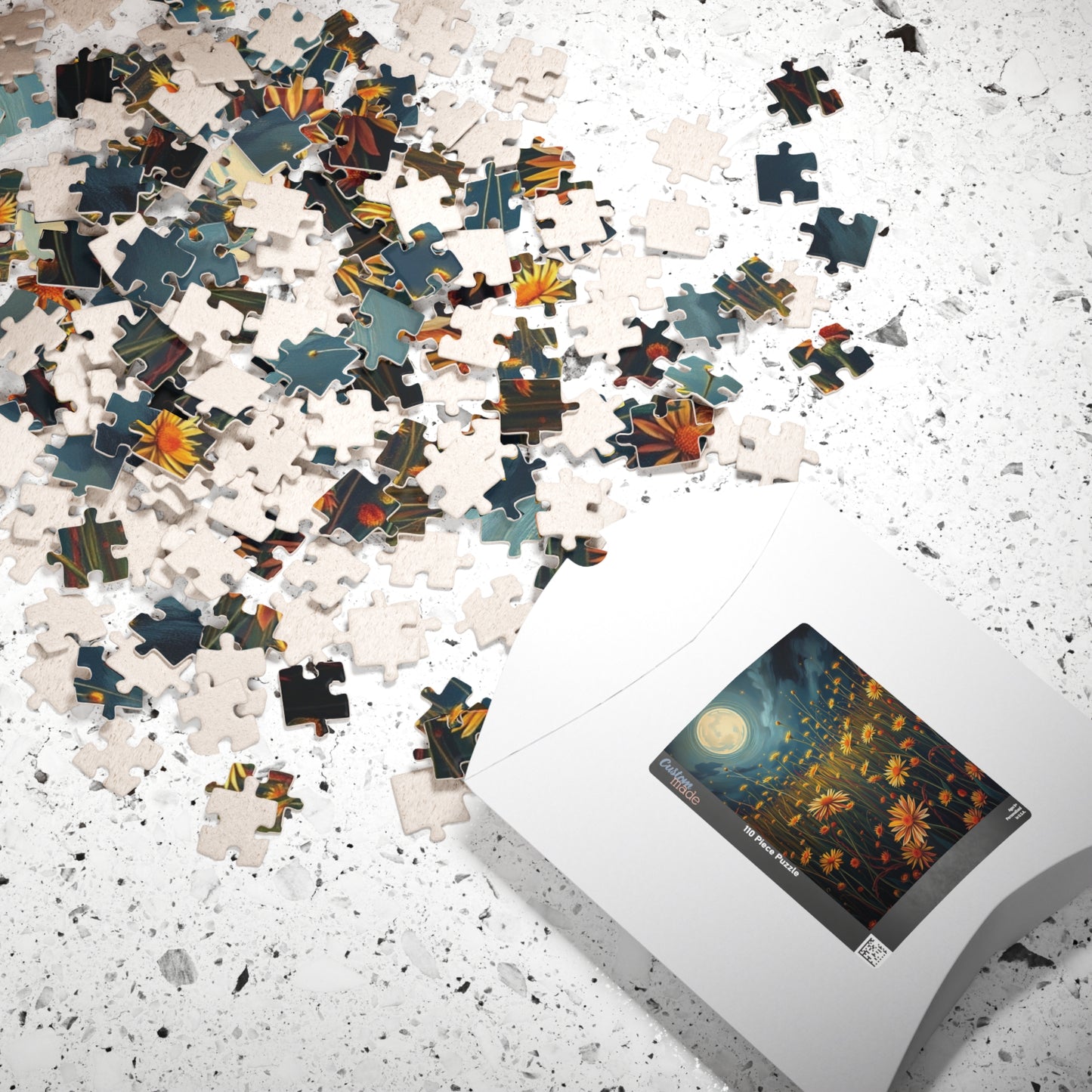 Eerie Wildflower Meadow Puzzle, Creepy Flowers Under a Full Moon, Nature-Inspired Floral Theme Dark Fantasy Jigsaw Game, Puzzle Lovers Gift Puzzle The Puzzle Chest