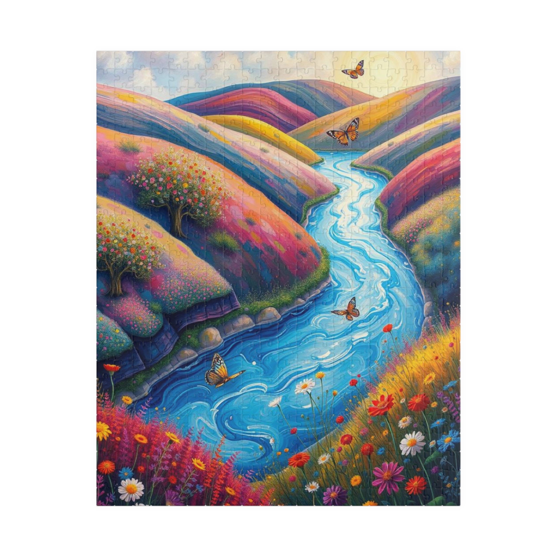 Valley Whispers - River Through Candy Hill Jigsaw Puzzle Collection, Beautiful Nature Puzzle, Colorful Landscape Art, Puzzle Lover Gift, Family Fun, 110/252/520/1014 Puzzle The Puzzle Chest