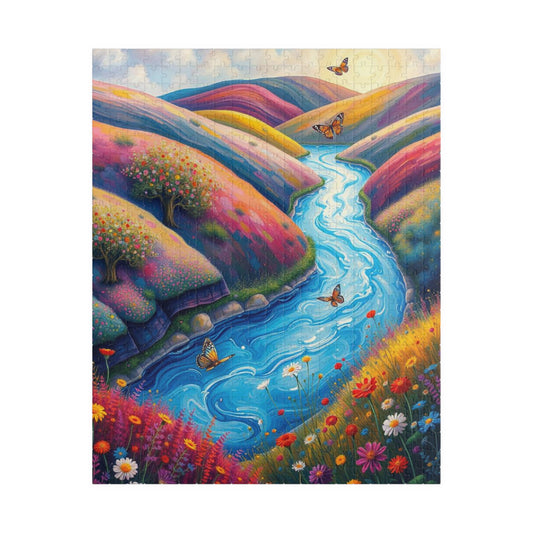 Valley Whispers - River Through Candy Hill Jigsaw Puzzle Collection, Beautiful Nature Puzzle, Colorful Landscape Art, Puzzle Lover Gift, Family Fun, 110/252/520/1014 Puzzle The Puzzle Chest