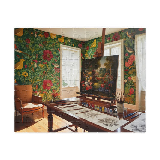 Vintage Artistic Floral Puzzle - Painting Studio 110-1014 Piece, Perfect for Family Fun Night, Home Decor, Gift for Art Lovers, Relaxation 110 pcs (Horizontal) Puzzle The Puzzle Chest