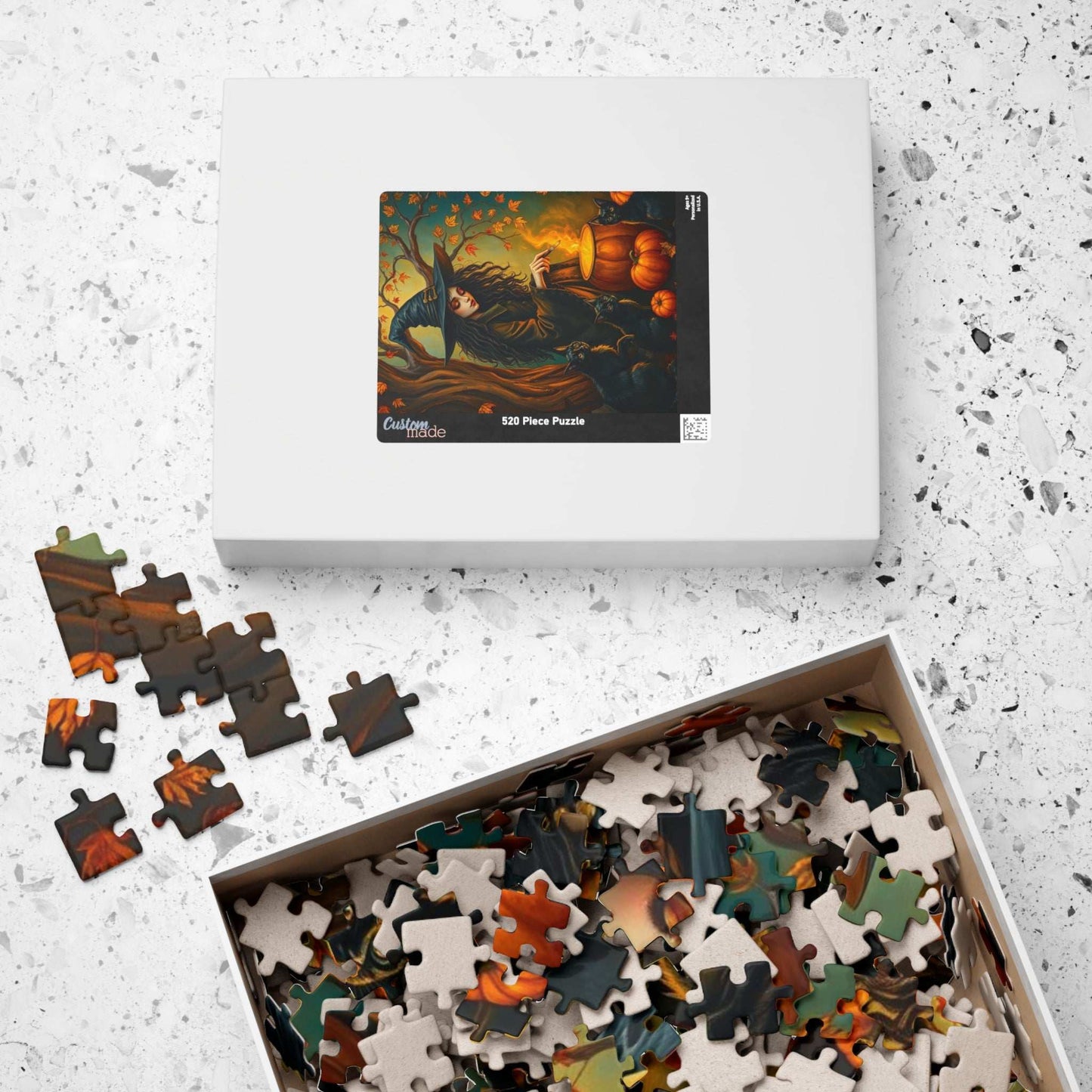 Catspell Cauldron Night Witchy Jigsaw Puzzle, Halloween Scene Perfect for Family Fun, Cozy Nights, Fall Celebrations, Gift for Puzzle Lover Puzzle The Puzzle Chest