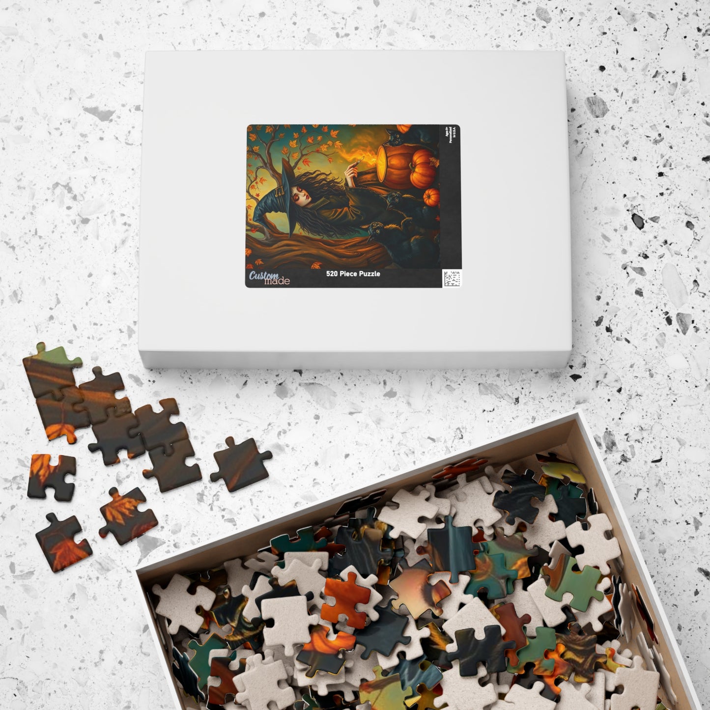 Catspell Cauldron Night Witchy Jigsaw Puzzle, Halloween Scene Perfect for Family Fun, Cozy Nights, Fall Celebrations, Gift for Puzzle Lover