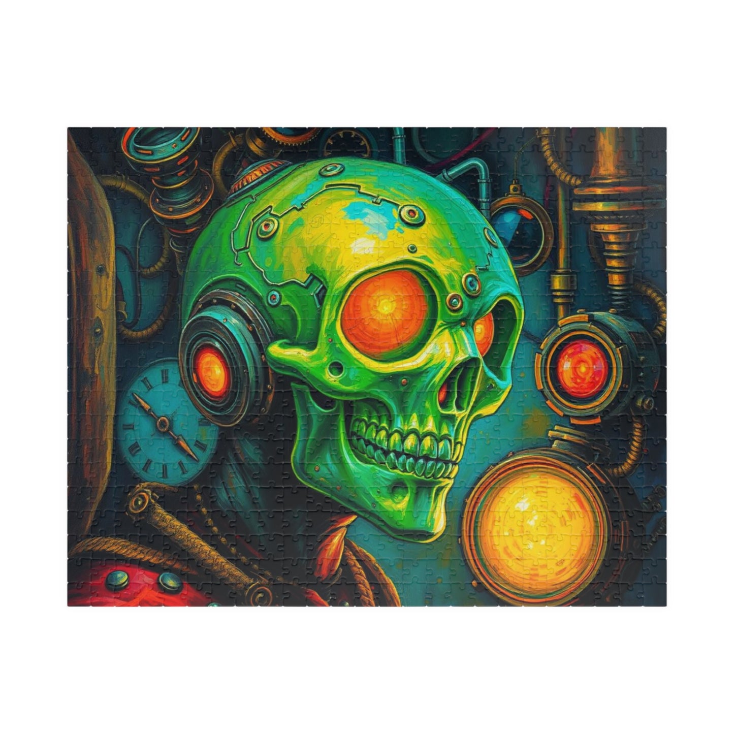 Neon Machina Jigsaw Puzzle, Steampunk Skull Puzzle, 110-1014 Piece Unique Gift for Family, Friends, Party Activity, Halloween Brain Teaser 520 pcs (Horizontal) Puzzle The Puzzle Chest