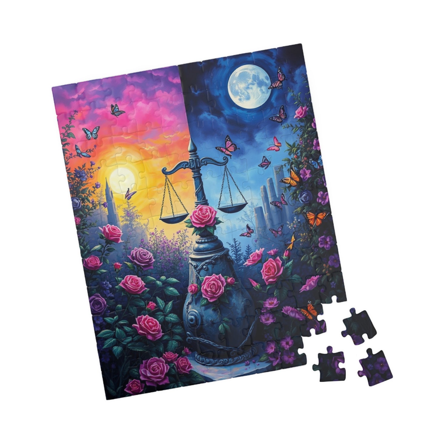 Enchanting Scales Puzzle | 110-1014 Piece Libra Zodiac Sign Jigsaw Game | Beautiful Floral Design | Perfect Gift for Friend Astrology Lover Puzzle The Puzzle Chest