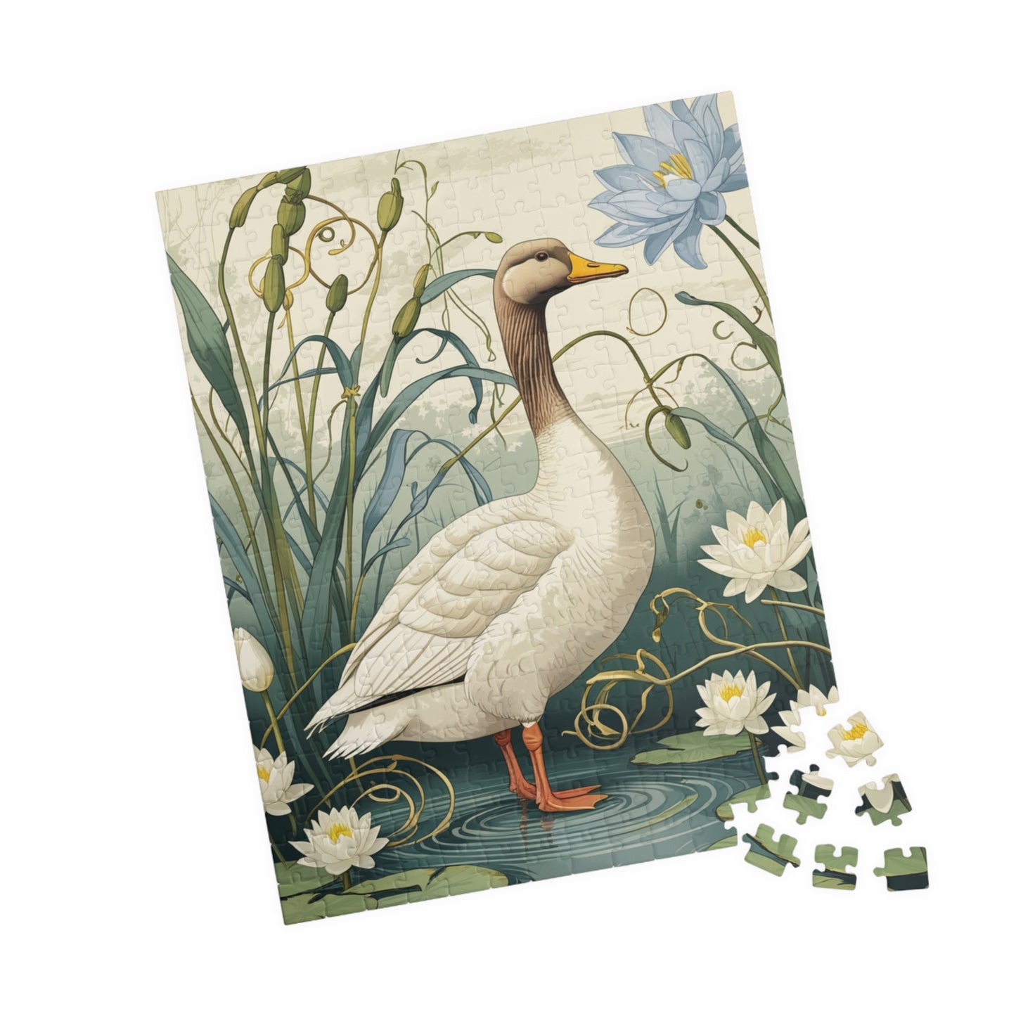 Vintage Goose Puzzle, Unique Countryside Design 110 252 520 1014-Piece Jigsaw, Goose and Cattails Artwork, Fun Family Activity, Relaxing Puzzle The Puzzle Chest