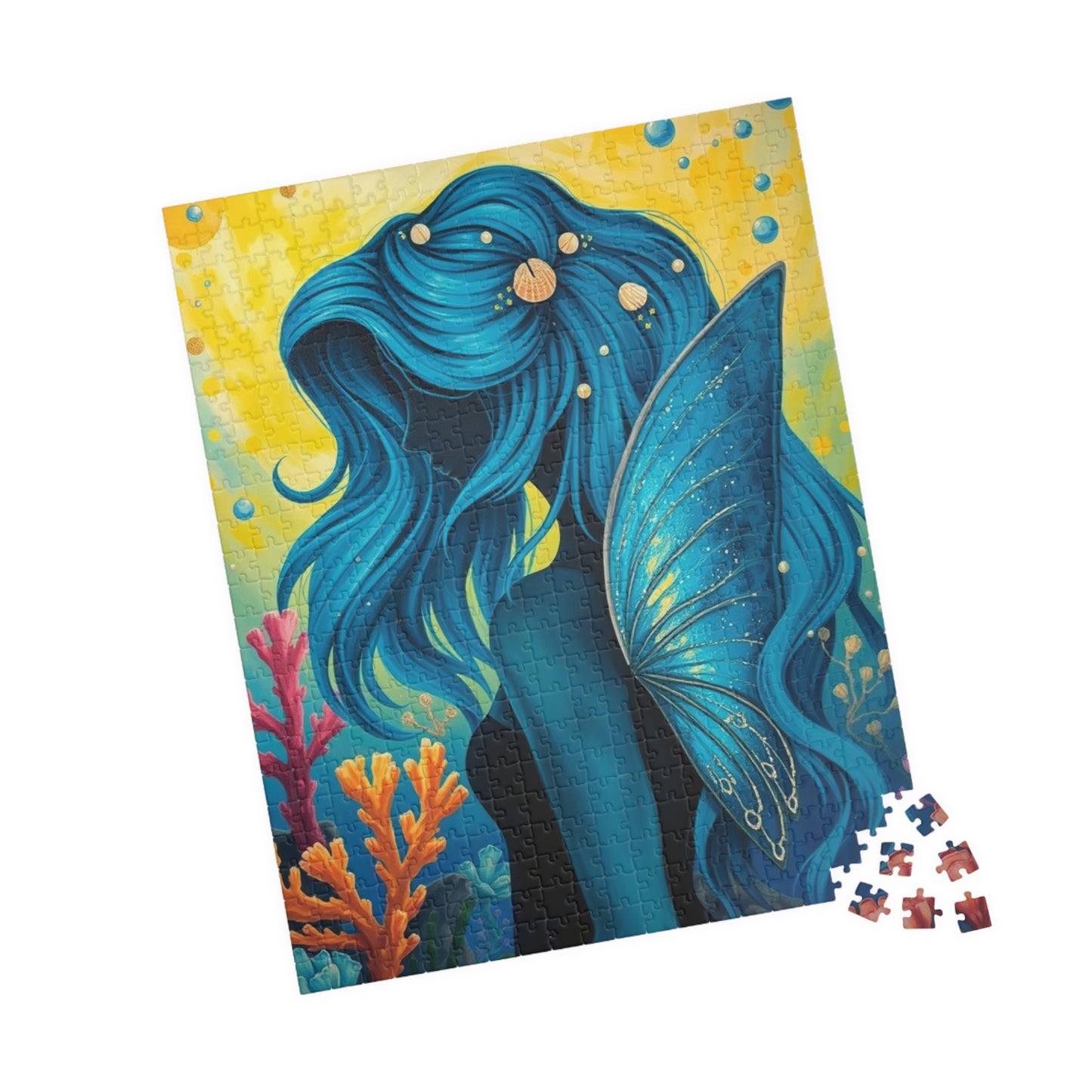 Sea Fairy Jigsaw Puzzle, Mermaid Silhouette Art Underwater Scene, Gift for Her Stress Relief Activity, Mind Challenge, Relaxation Gift Puzzle The Puzzle Chest
