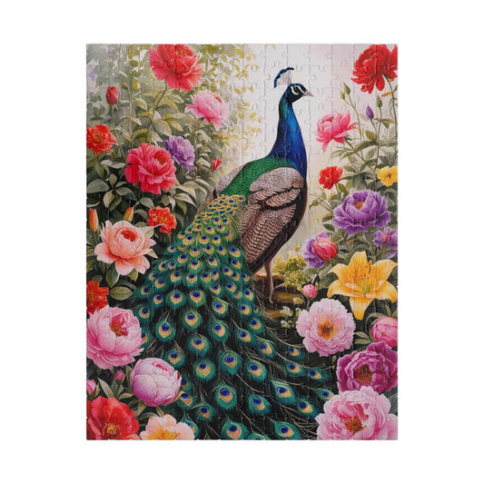 Peacock Jigsaw Puzzle Birds and Flowers, Animal Lover Game, Birthday Gift Floral Puzzle for Nature Enthusiasts, Relaxing Fun Family Activity 252 pcs (Vertical) Puzzle The Puzzle Chest