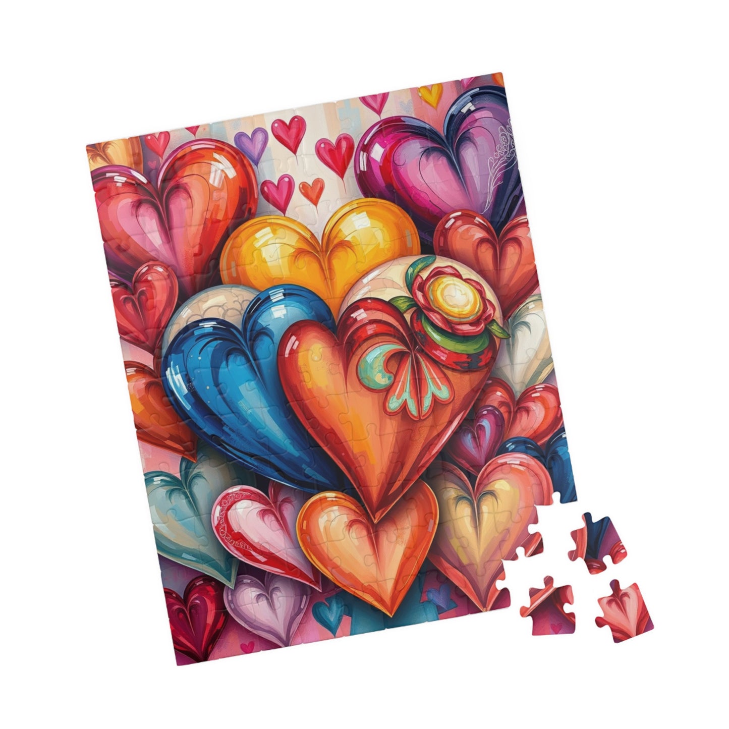 Romantic Heart Collage Puzzle, Love Jigsaw Game for Adults and Teens, Valentine's Day Activity, Bright Color Puzzle, Heart Pattern, Giftable Puzzle The Puzzle Chest