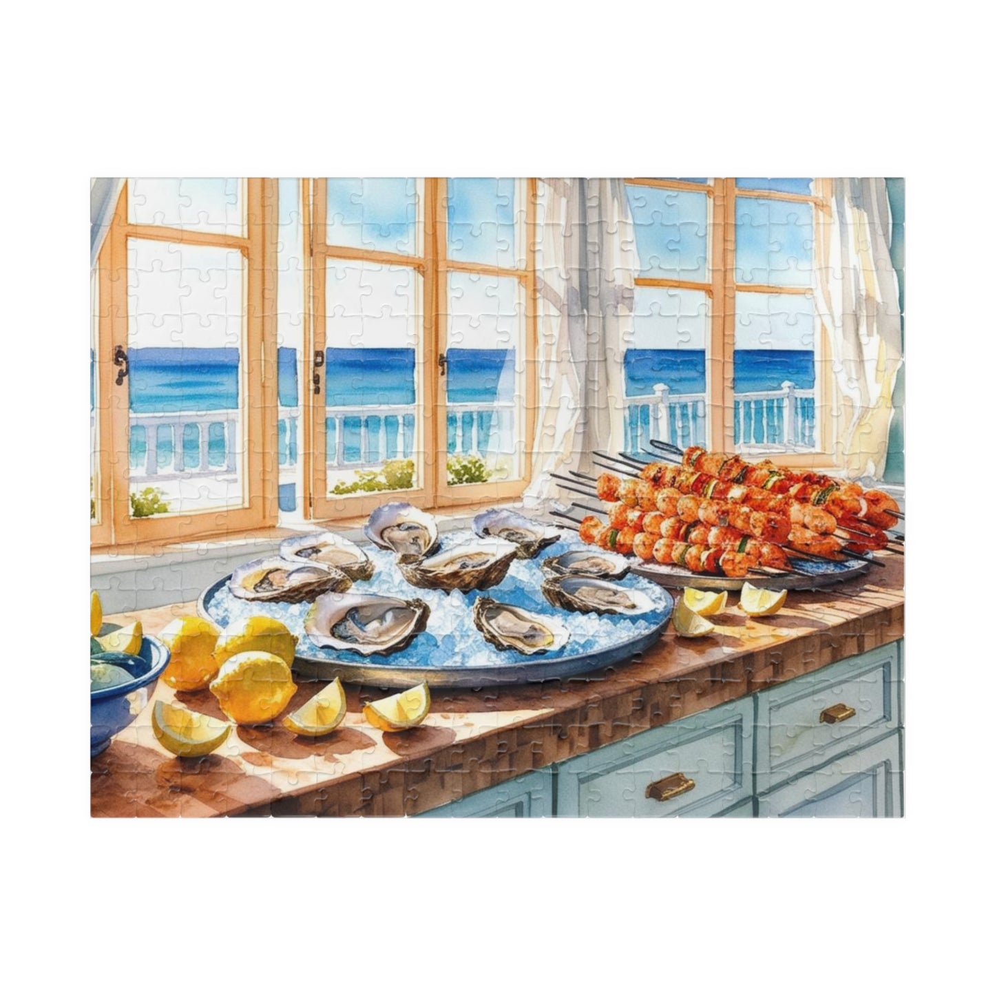 Coastal Kitchen Puzzle Gifted, Sea-food Themed Food Jigsaw Game, Kitchen Decor, Fun Family Activity for Game Night, Puzzle Lover 252 pcs (Horizontal) Puzzle The Puzzle Chest