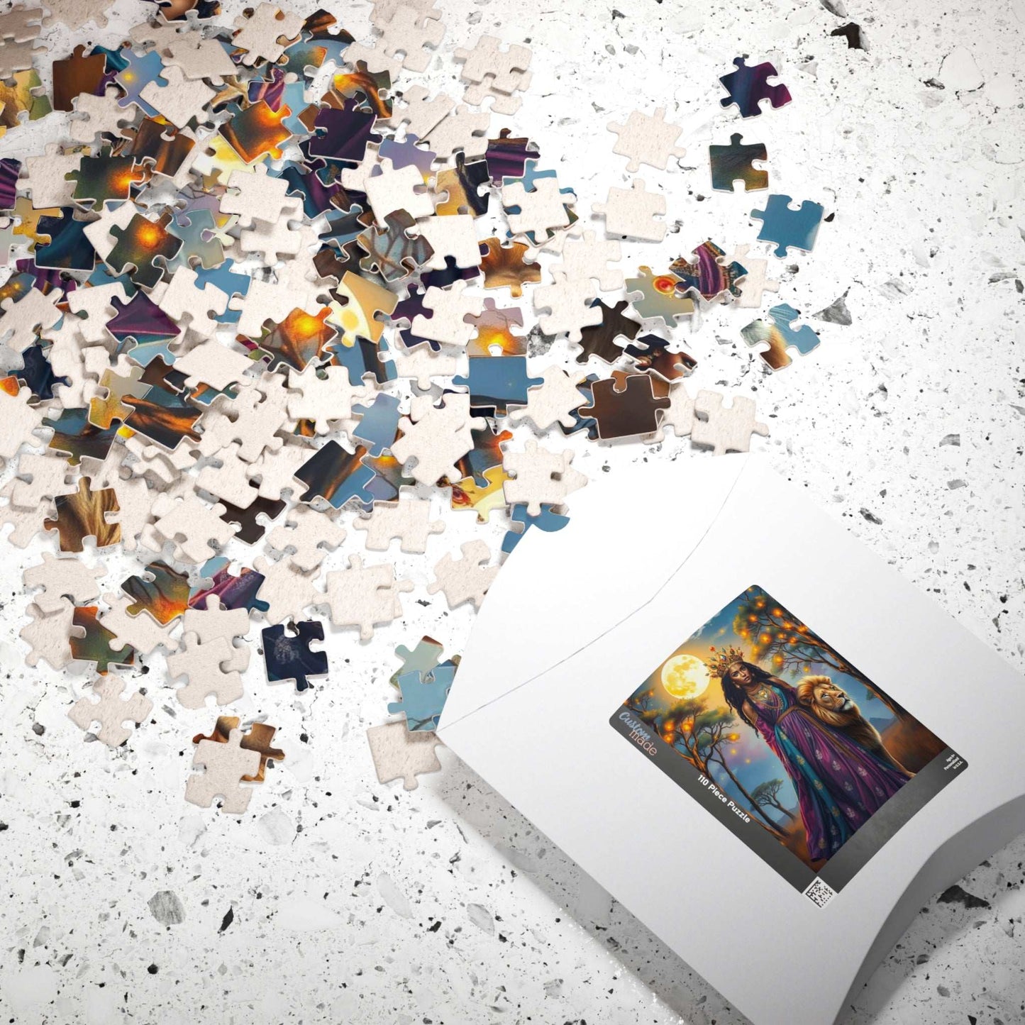 Moonlit African American Princess Puzzle - Savannah Night Jigsaw, Black Woman Art, Afrocentric Artwork Puzzle The Puzzle Chest