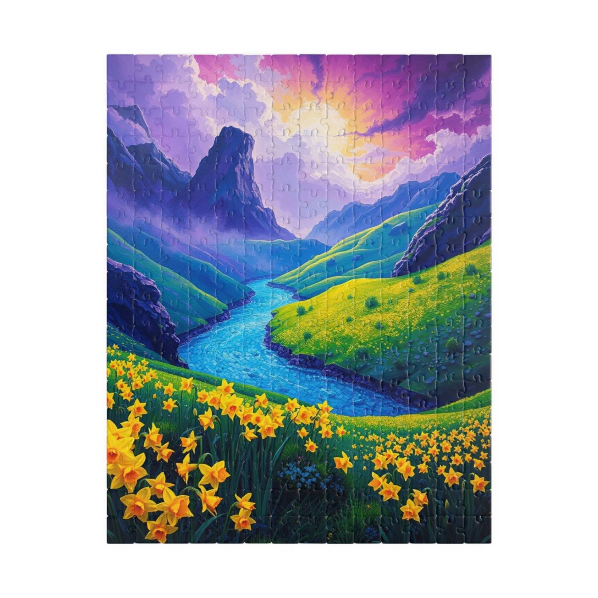 Serene Nature Daffodil Puzzle - Tranquil Flower Landscape Jigsaw Game, Perfect for Relaxation, Family Nights, Gift for Floral Art Lover 252 pcs (Vertical) Puzzle The Puzzle Chest