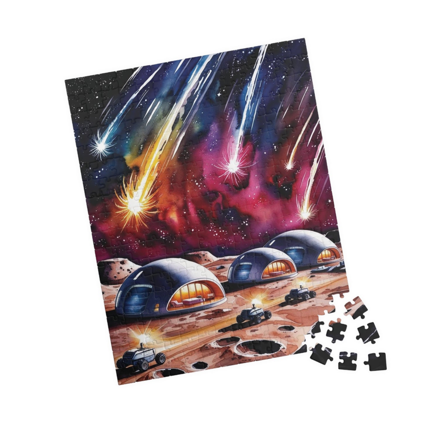 Space Jigsaw Puzzle, Meteor Shower Moon Base Puzzle, Futuristic Space Domes, Family Activity Game Night, Astronomy Puzzle, Educational Puzzle The Puzzle Chest