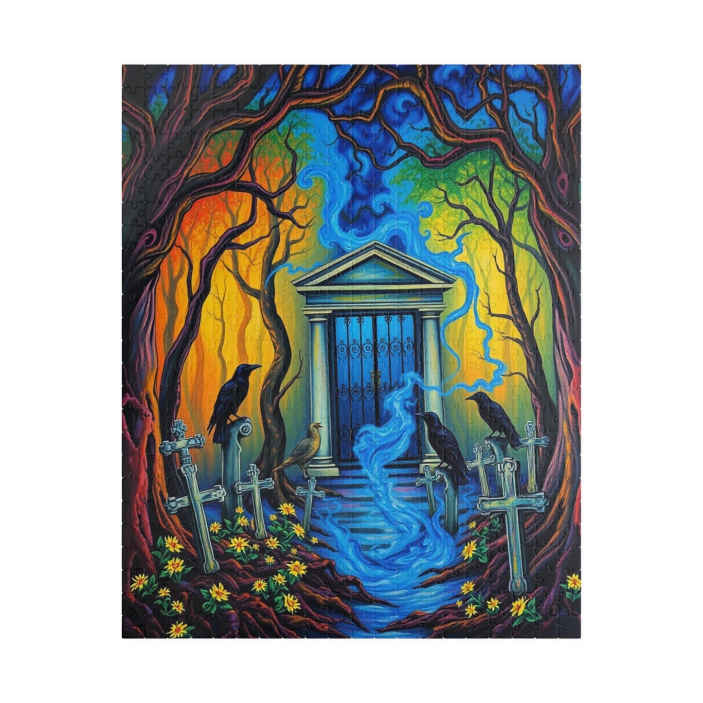 Mystical Cemetery Puzzle, Gothic Dark Fantasy Art Jigsaw Game, Unique Gift for Adult, Solo Fun, Brain Teaser, Quiet Pastime Holiday Activity 520 pcs (Vertical) Puzzle The Puzzle Chest
