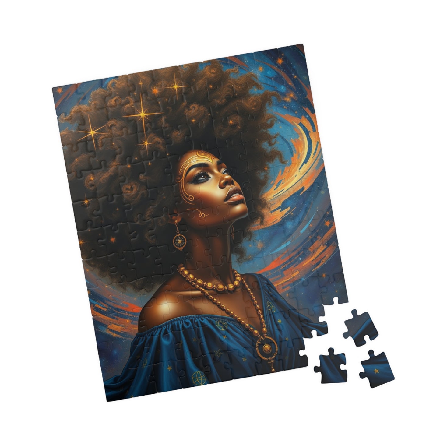 Cosmic Beauty Puzzle - African American Woman, Celestial Afrocentric Artwork, Black Art Mindfulness Game, Gift for Puzzle Lover, Family Fun Puzzle The Puzzle Chest