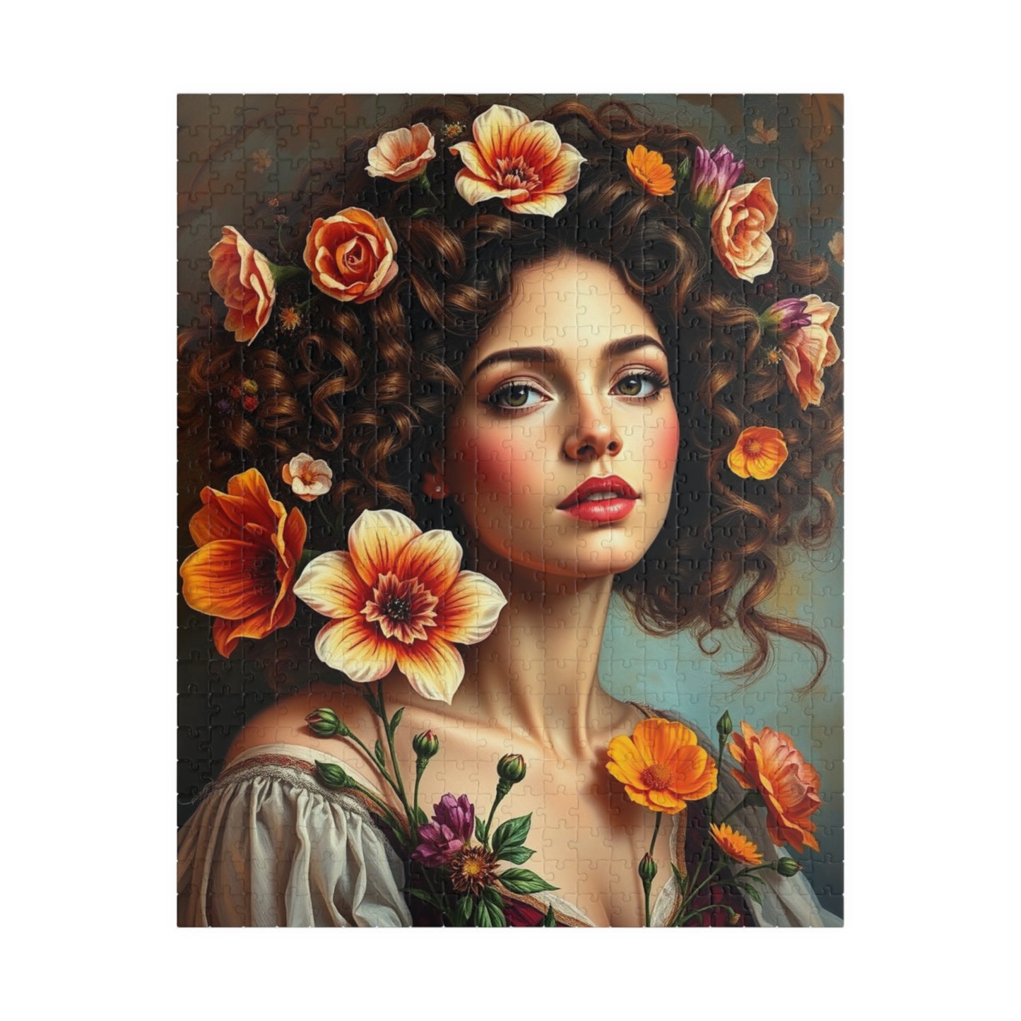 Floral Art Puzzle, Beautiful Woman Portrait Jigsaw, Relaxing Activity for Adults, Gift for Puzzle Lovers and Friends, Mindful Brain Teaser 520 pcs (Vertical) Puzzle The Puzzle Chest