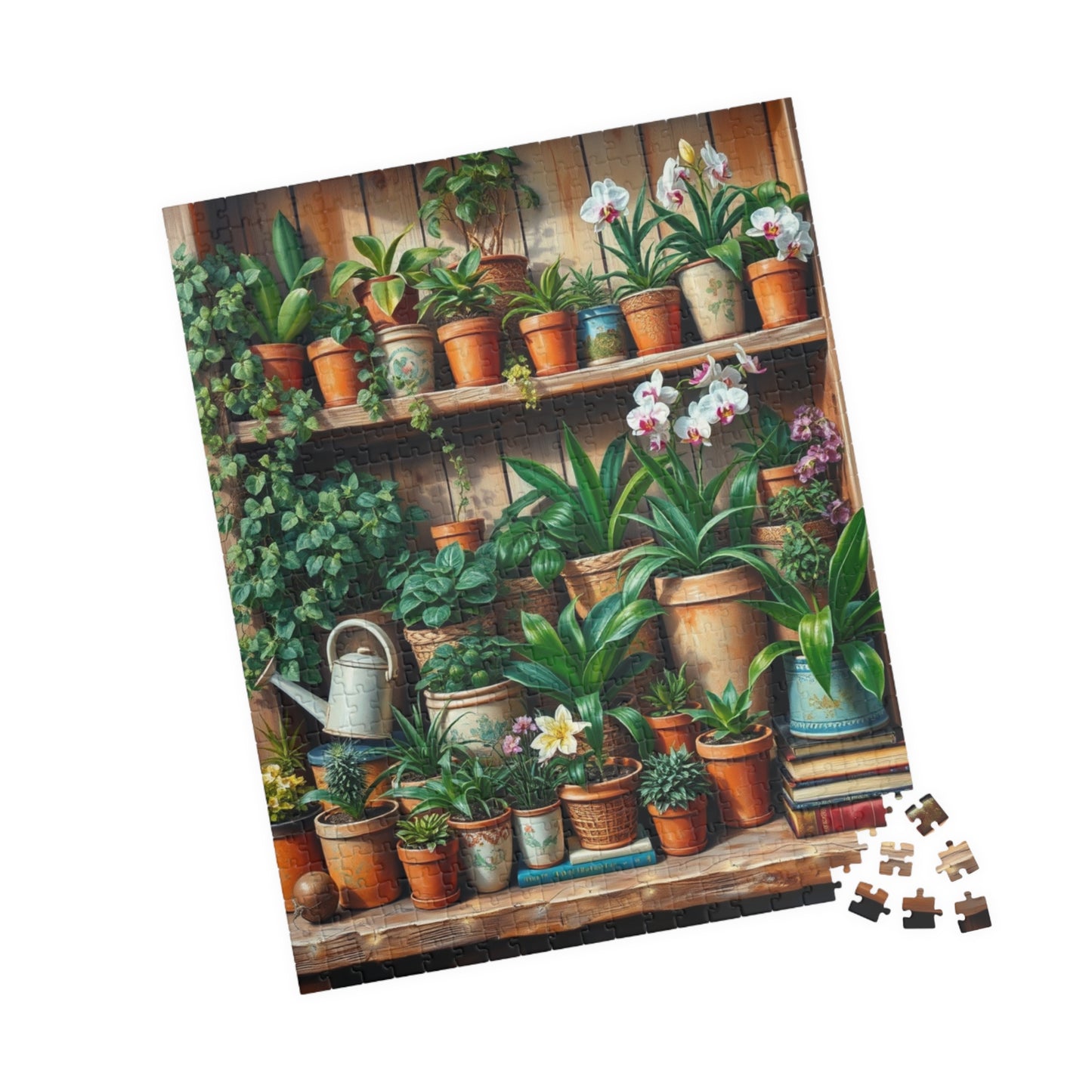Botanical Garden Puzzle - Wooden Plant Shelf 110, 252, 520, 1014-piece | Nature Lover Gift, Family Activity, Botanical Art, Eco-Friendly Fun Puzzle The Puzzle Chest