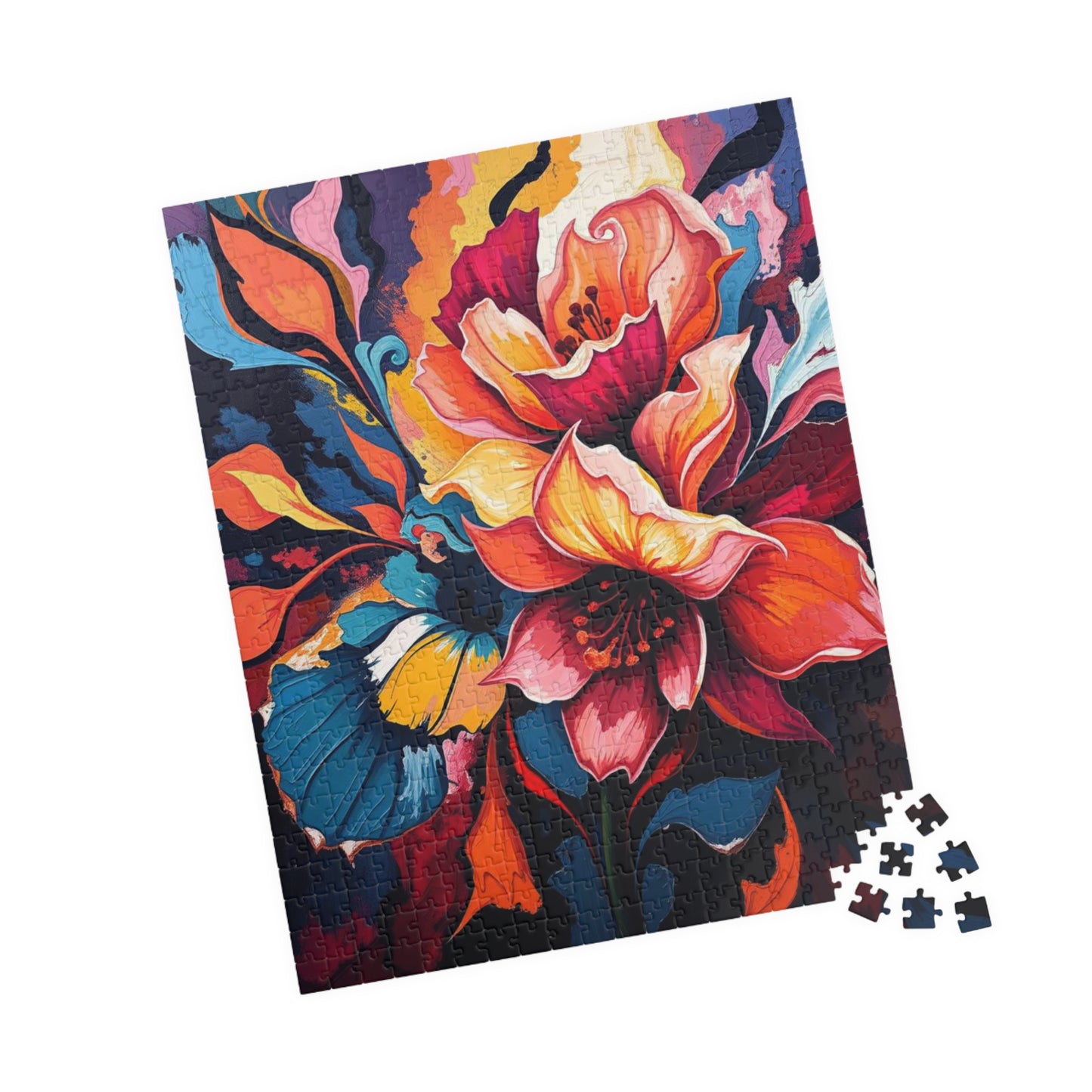 Abstract Floral Art Puzzle, Colorful Flower Jigsaw, Home Entertainment Mindful Activity, Gift for Family, Art Lover, Game Nights Puzzle The Puzzle Chest