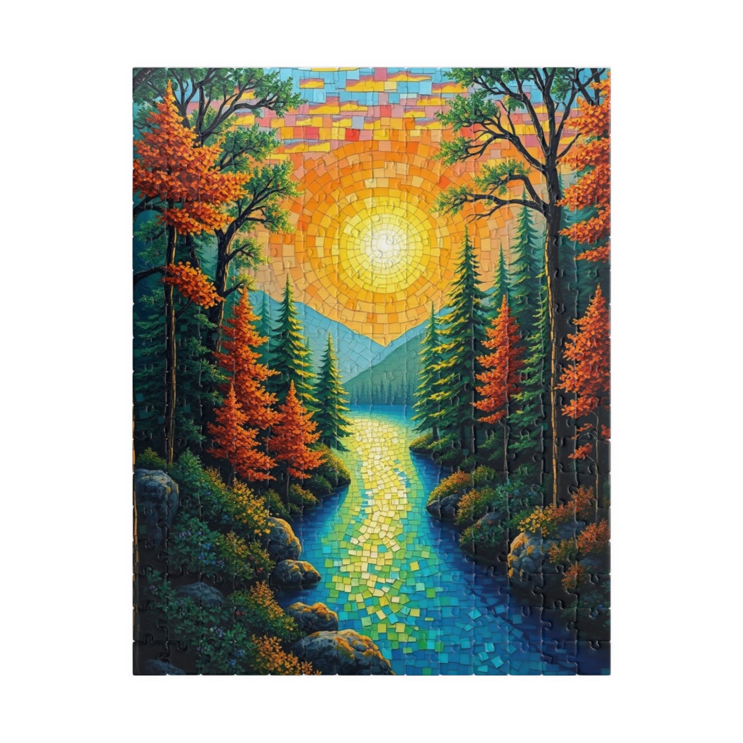 Nature-Inspired Mosaic Landscape Jigsaw Puzzle for Relaxation and Fun, Scenic Autumn Adventure, Best Gift for Family, Friends, Holidays 252 pcs (Vertical) Puzzle The Puzzle Chest